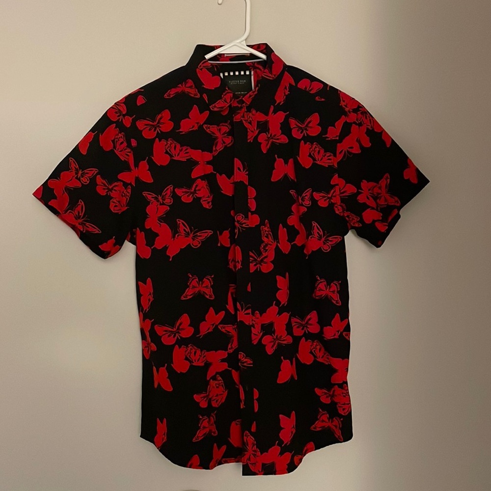 Red and black butterfly button up